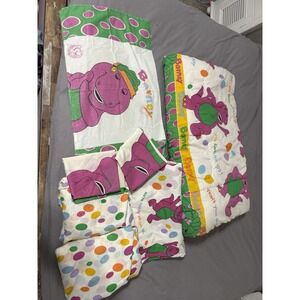 Barney & Friends Vintage Full Size Comforter/ Sheet Set 1990's Kids Bedding